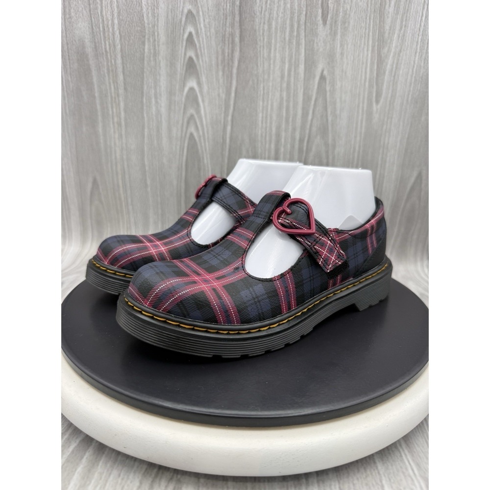 Dr. Martens Polley II Womens Size 5 Pink Plaid Mary Jane Shoes Flats Sandals NEW
